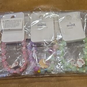 Bunny Mint Kids Bracelet Trio - Pink, Purple, Green 5 Total